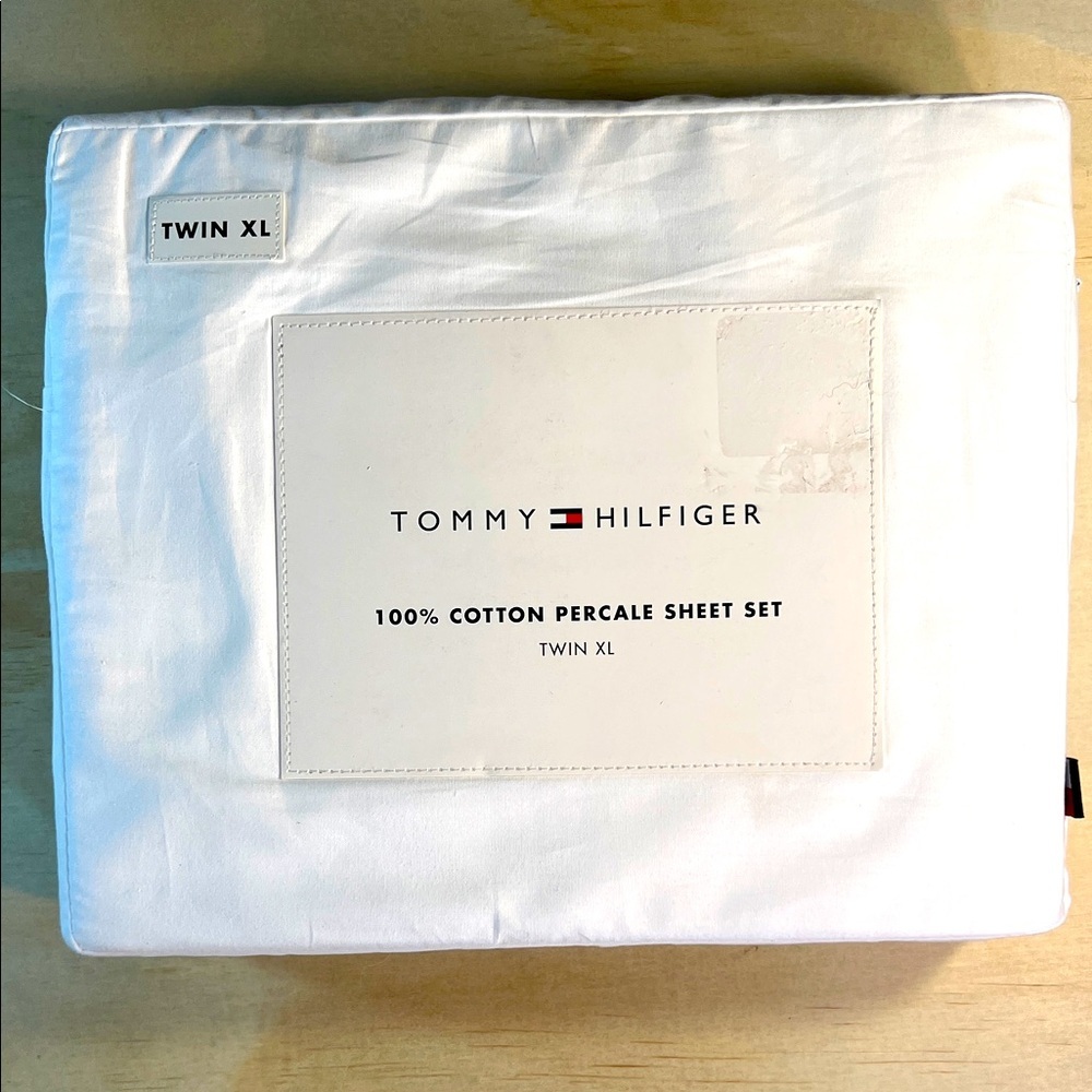 NWT Tommy Hilfiger Cotton Percale Sheet Set - Twin XL White